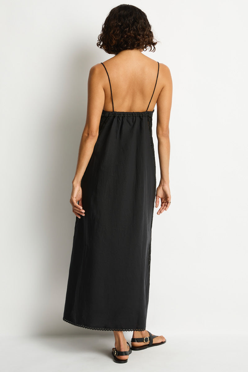 Shore Linen Panelled Bandeau Lace Maxi Dress