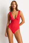 Eco Essentials Frill One Piece in  | Sea Level Australia 