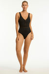 Eco Essentials Spliced Waisted One Piece in  | Sea Level Australia 