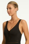 Eco Essentials Spliced Waisted One Piece in  | Sea Level Australia 