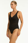 Eco Essentials Spliced Waisted One Piece in  | Sea Level Australia 