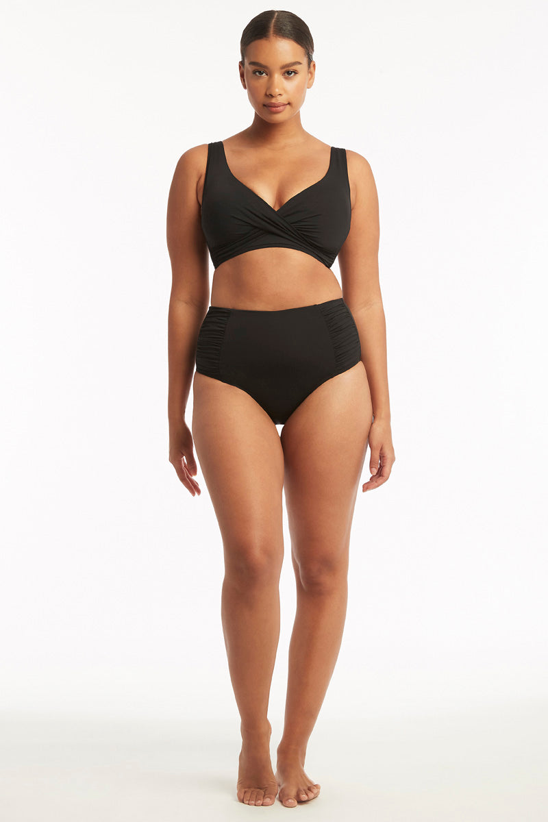 Eco Essentials High Waist Gathered Side Pant in  | Sea Level Australia 