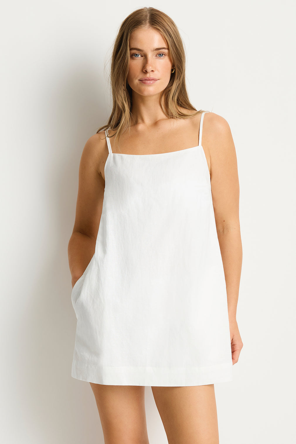 Shore Linen Shift Short Dress in  | Sea Level Australia 